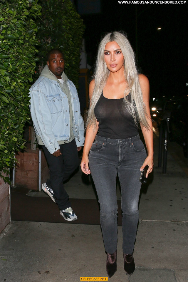 Kim Kardashian See Through Celebrity Posing Hot Black Bra